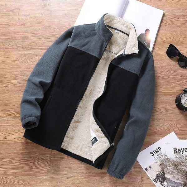 Polar Fleece Jacket Warm Thick Stand-up Collar Cardigan Coat