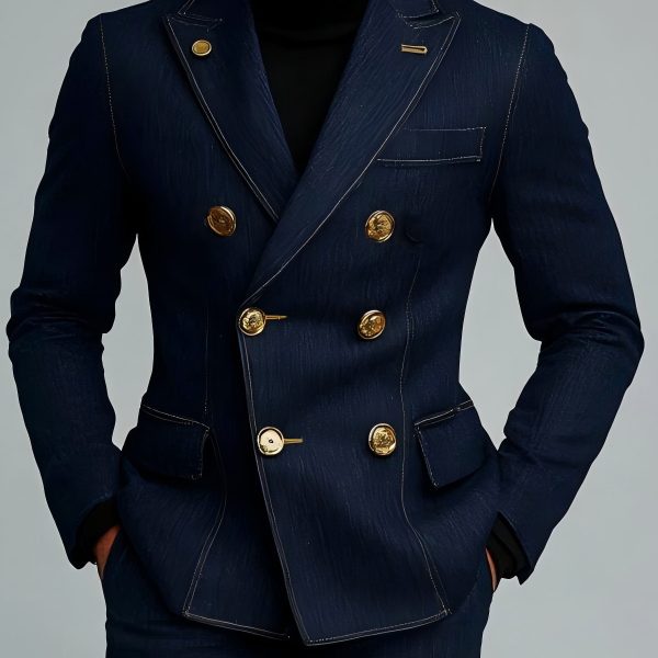 Men's Elegant Double-breasted Denim Blazer