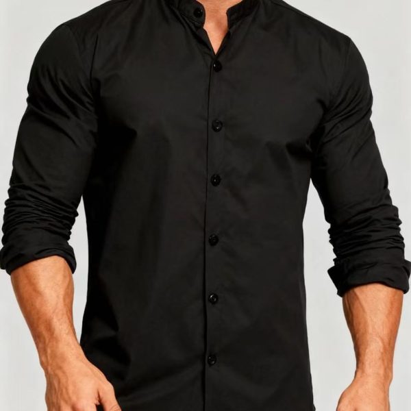 Teenage Men's Stand-up Collar Shirt