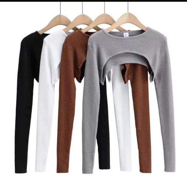 5-Piece Stretch Half Long-Sleeved Tops
